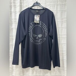 Harley Davidson Skull Light Weight Performance Top XXXL  Black New Long Sleeve